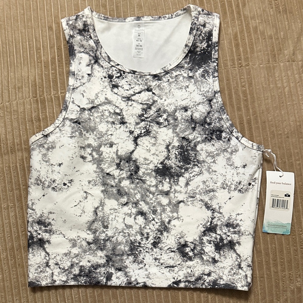 Balance Collection Black and White Marble Tank Top medium